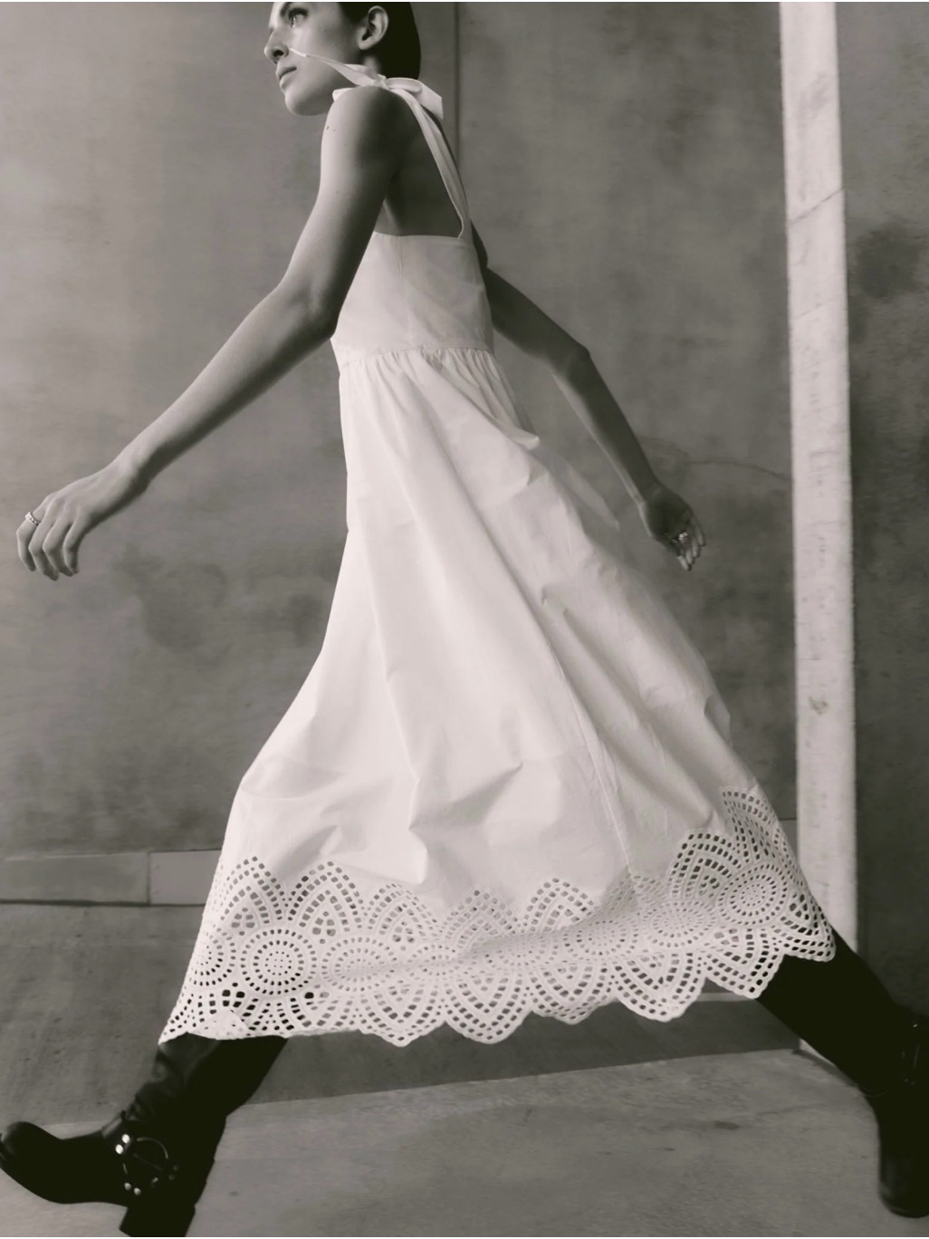 Day Birger Et Mikkelsen White Eyelet-Hem Midi Dress With Tie Straps Size Us 6